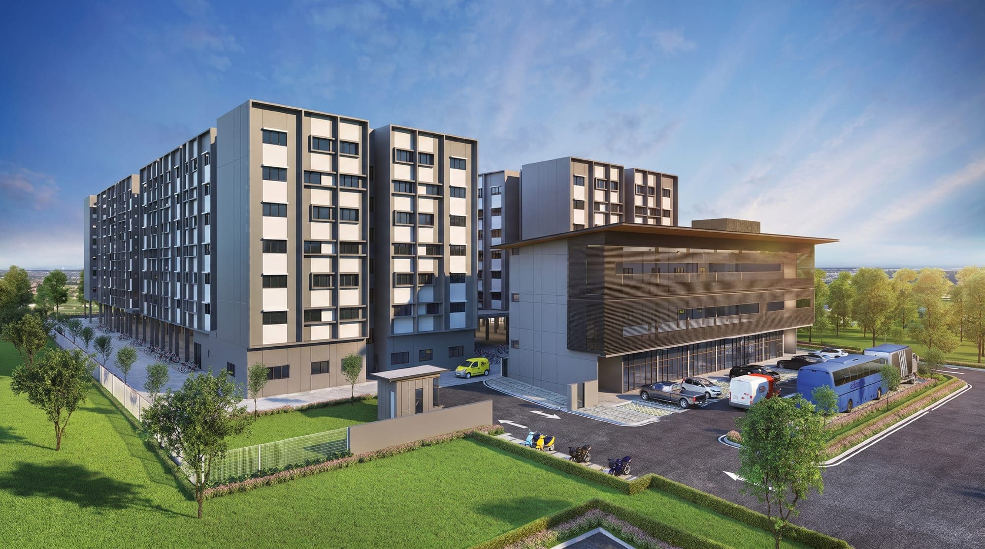 The managed workers’ accommodation blocks (artist’s impression)